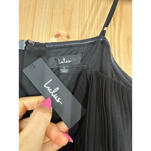NWT Lulus Cause for Commotion Black Pleated Bustier Maxi Dress Bridesmaid Size L - Picture 8 of 8